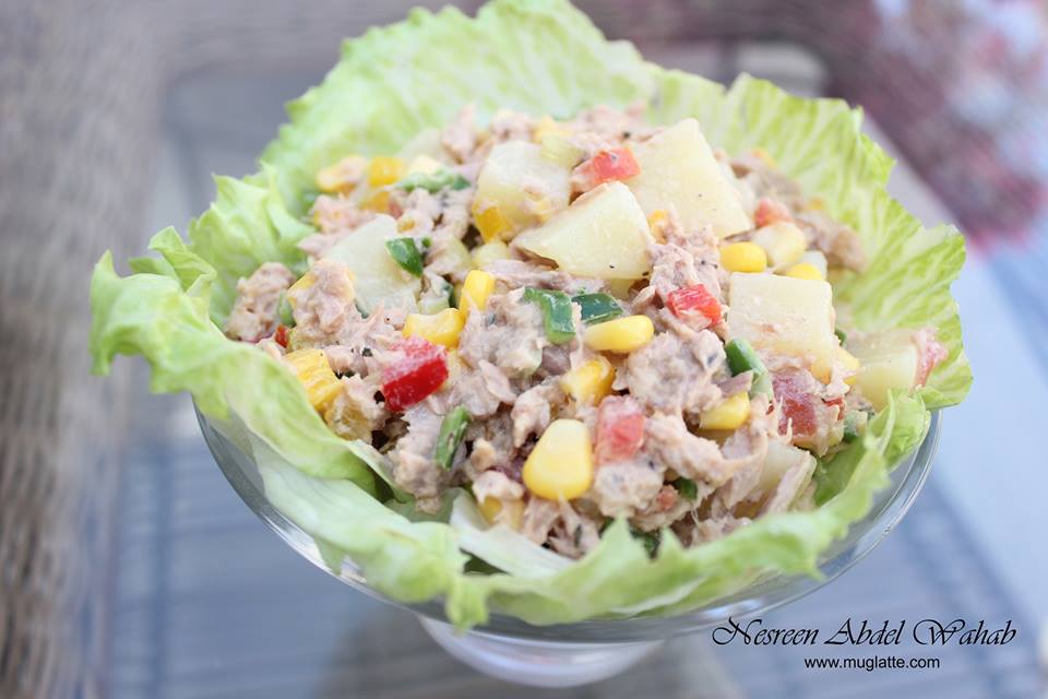 سلطة التونة بالبطاطس والمايونيز